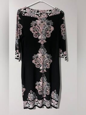 Black and Blush Patterned Women's Dress